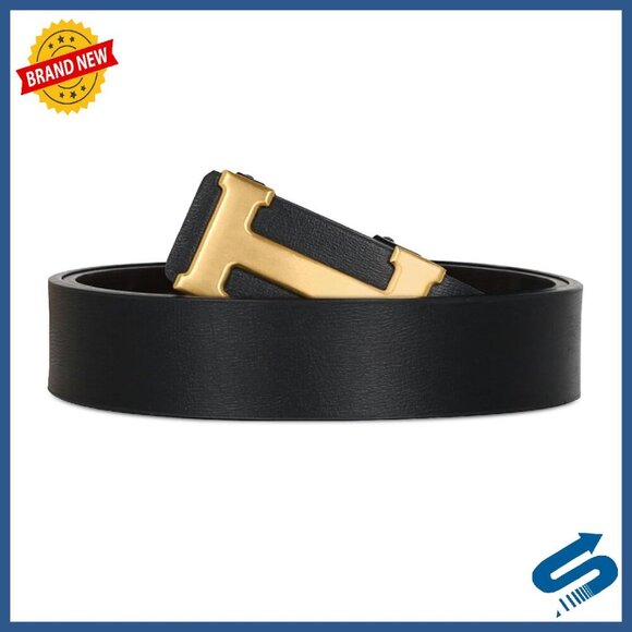 Leather Dress Belt with Automatic Buckle for Business Formal Wear main image 2